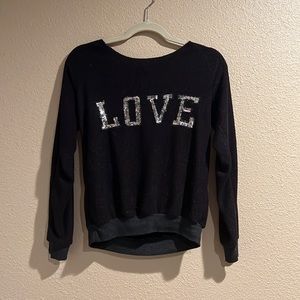 “LOVE” - Black Off the Shoulder Sweatshirt